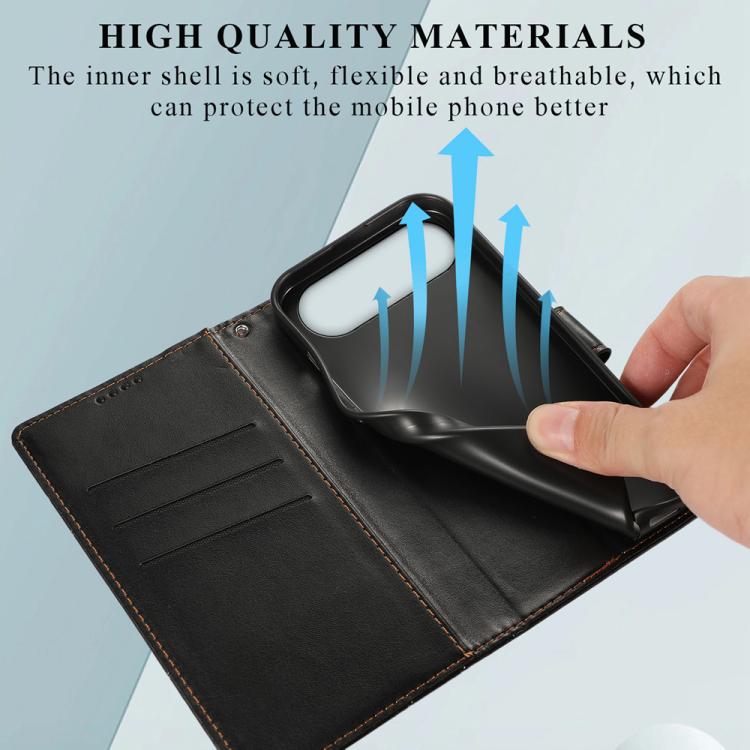 For iPhone Air PU Genuine Leather Texture Embossed Line Phone Case