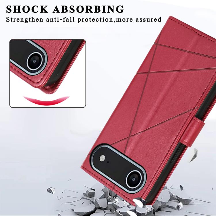 For iPhone Air PU Genuine Leather Texture Embossed Line Phone Case
