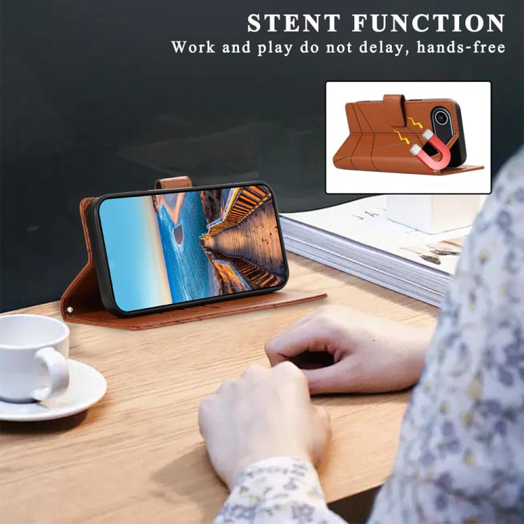 For iPhone Air PU Genuine Leather Texture Embossed Line Phone Case