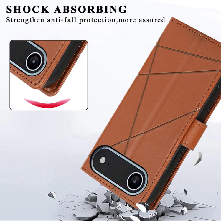 For iPhone Air PU Genuine Leather Texture Embossed Line Phone Case