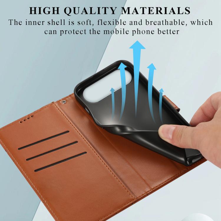 For iPhone Air PU Genuine Leather Texture Embossed Line Phone Case