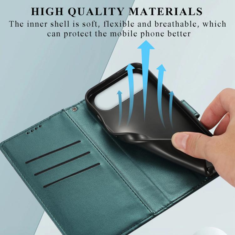 For iPhone Air PU Genuine Leather Texture Embossed Line Phone Case