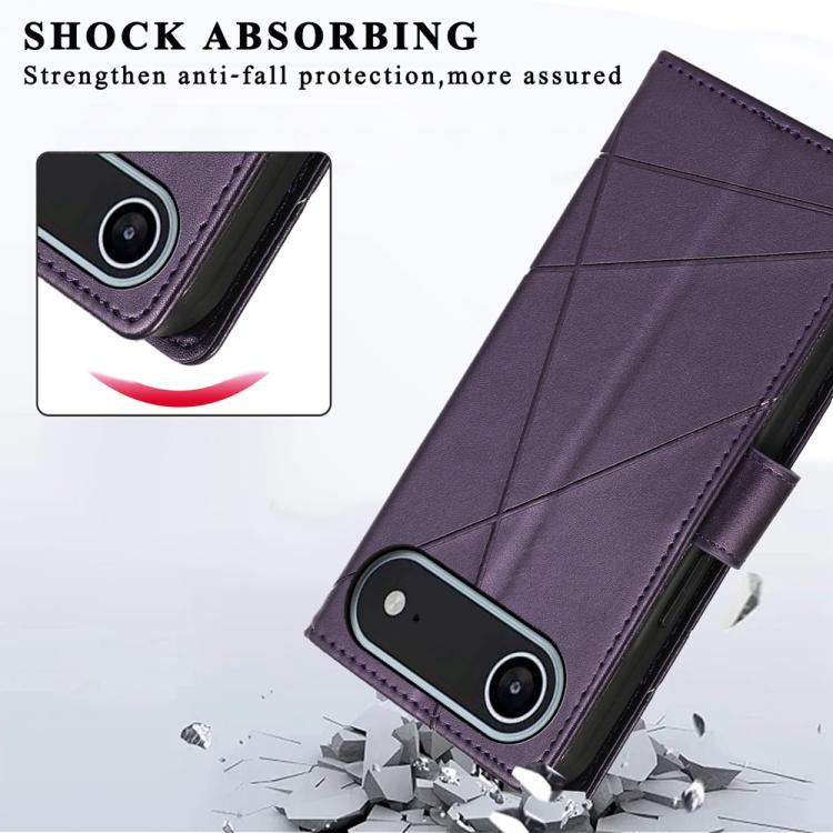 For iPhone Air PU Genuine Leather Texture Embossed Line Phone Case