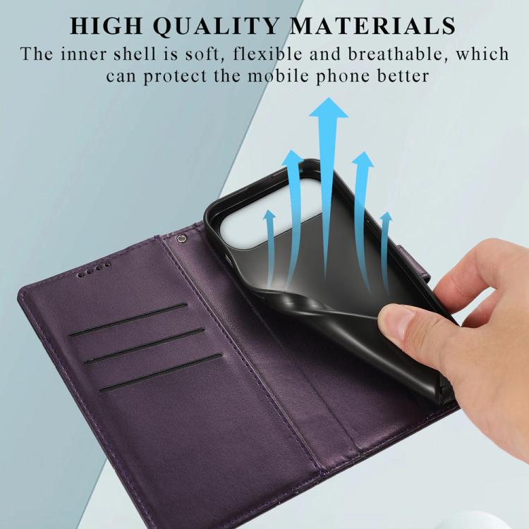 For iPhone Air PU Genuine Leather Texture Embossed Line Phone Case