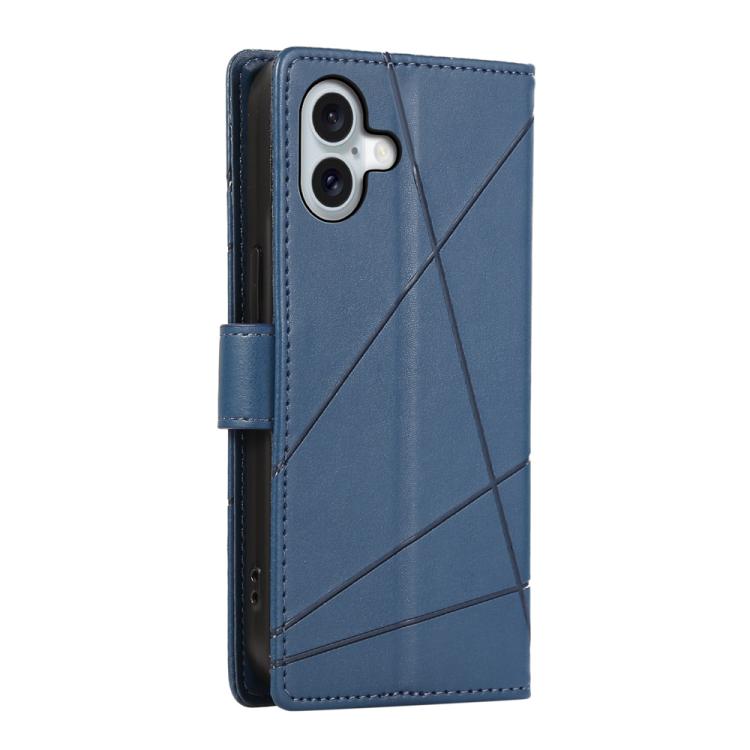 For iPhone 17 PU Genuine Leather Texture Embossed Line Phone Case