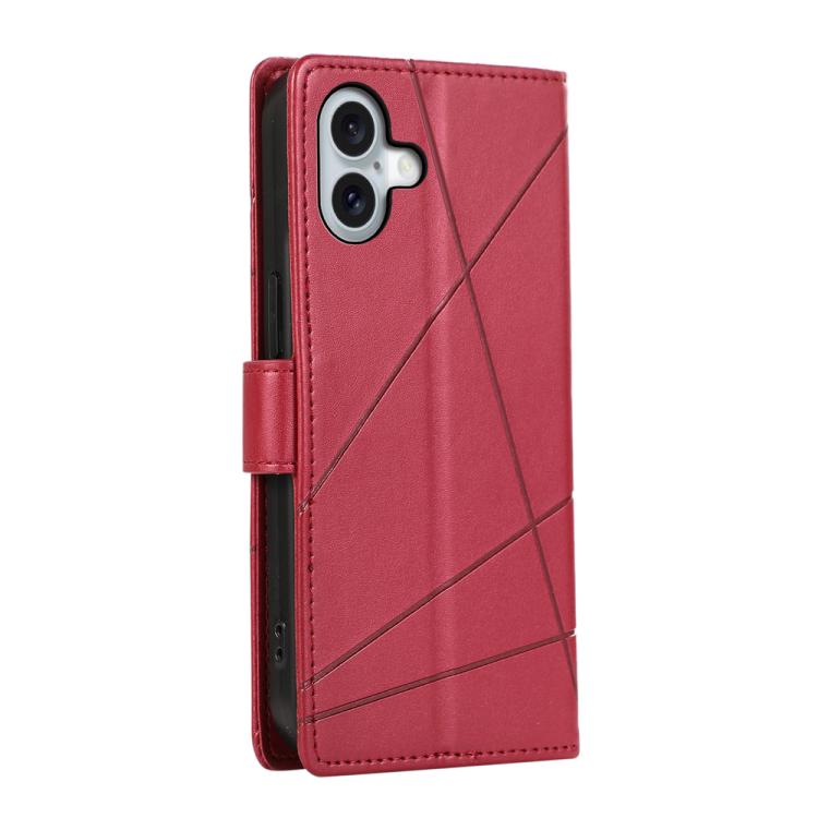 For iPhone 17 PU Genuine Leather Texture Embossed Line Phone Case