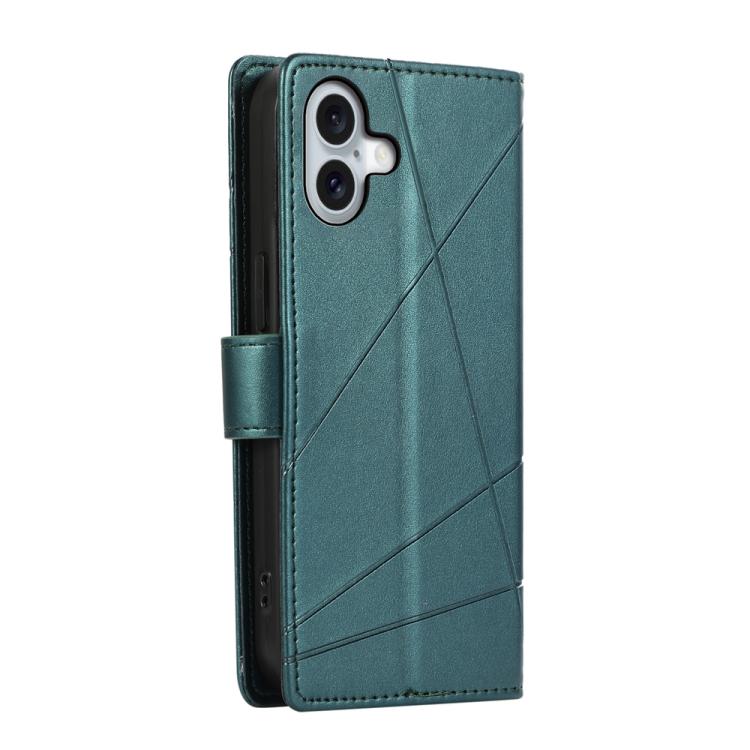 For iPhone 17 PU Genuine Leather Texture Embossed Line Phone Case