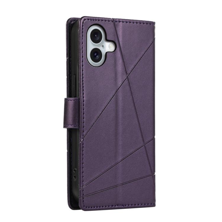 For iPhone 17 PU Genuine Leather Texture Embossed Line Phone Case