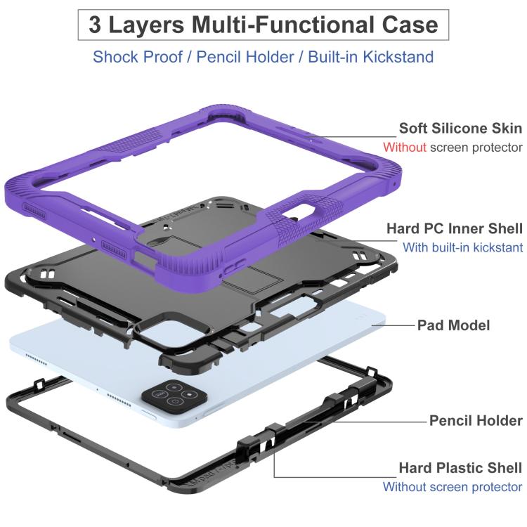 For Xiaomi Pad 7 / 7 Pro Shockproof Silicone Hybrid PC Tablet Case with Holder
