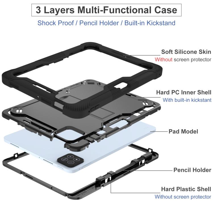 For Xiaomi Pad 7 / 7 Pro Shockproof Silicone Hybrid PC Tablet Case with Holder