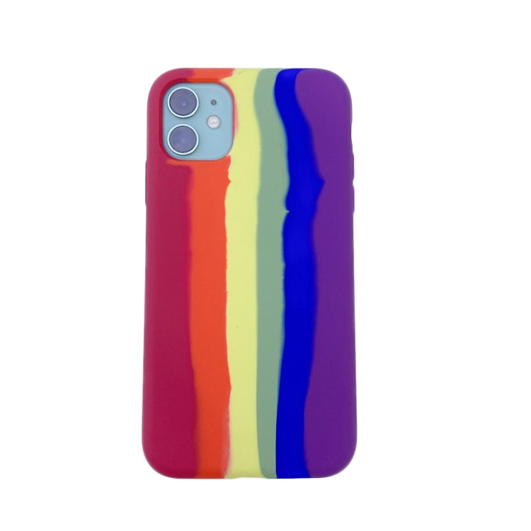 For iPhone 11 Rainbow Liquid Silicone Shockproof Full Coverage Protective Case