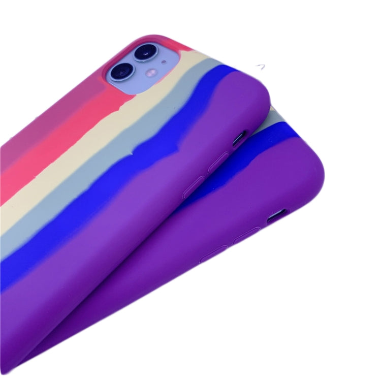 For iPhone 11 Rainbow Liquid Silicone Shockproof Full Coverage Protective Case