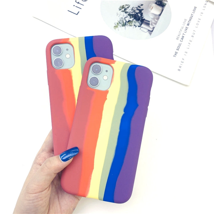 For iPhone 11 Rainbow Liquid Silicone Shockproof Full Coverage Protective Case