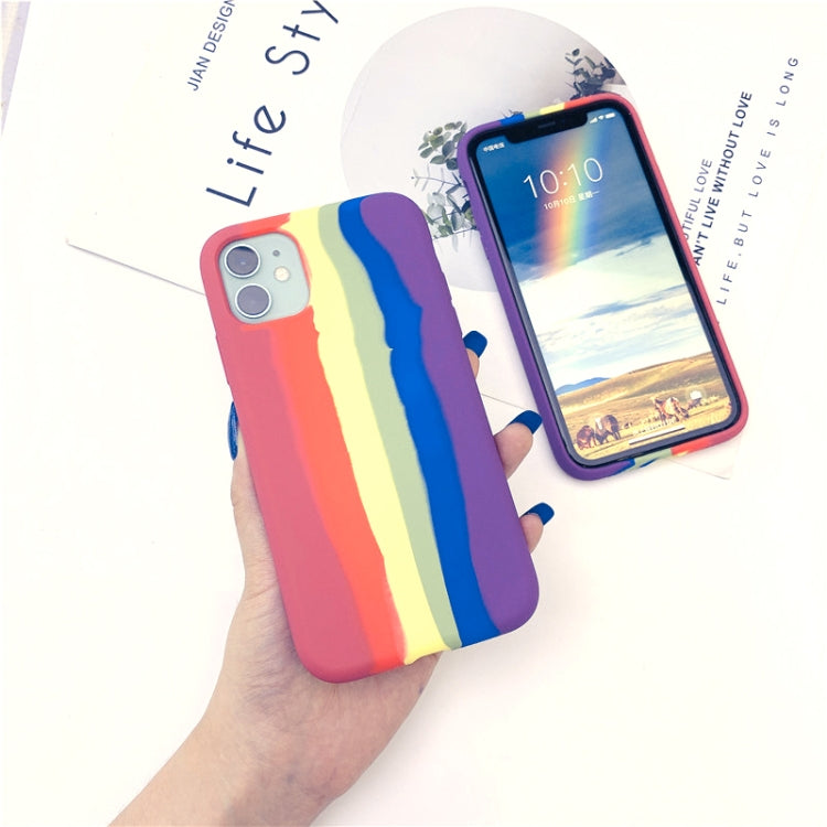 For iPhone 11 Pro Rainbow Liquid Silicone Shockproof Full Coverage Protective Case
