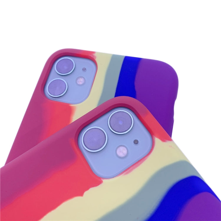 For iPhone 11 Pro Rainbow Liquid Silicone Shockproof Full Coverage Protective Case
