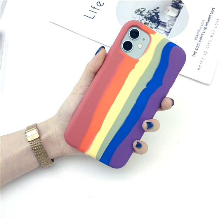 For iPhone 11 Pro Max Rainbow Liquid Silicone Shockproof Full Coverage Protective Case
