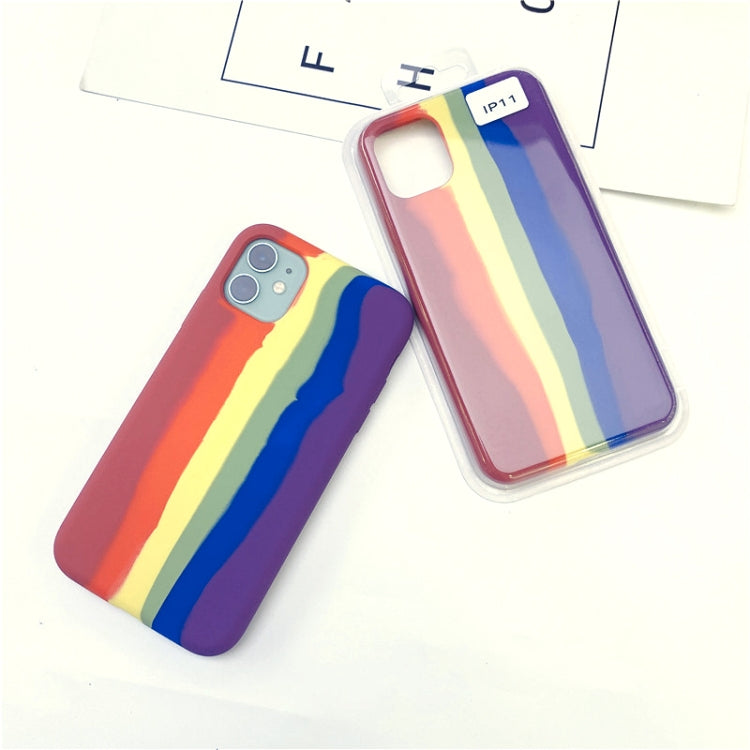For iPhone 11 Pro Max Rainbow Liquid Silicone Shockproof Full Coverage Protective Case
