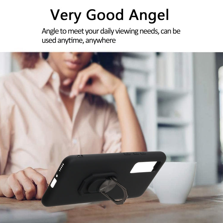 For Huawei nova 7 5G Black Armor PC + TPU Shockproof Protective Case with Ring Holder(Black)