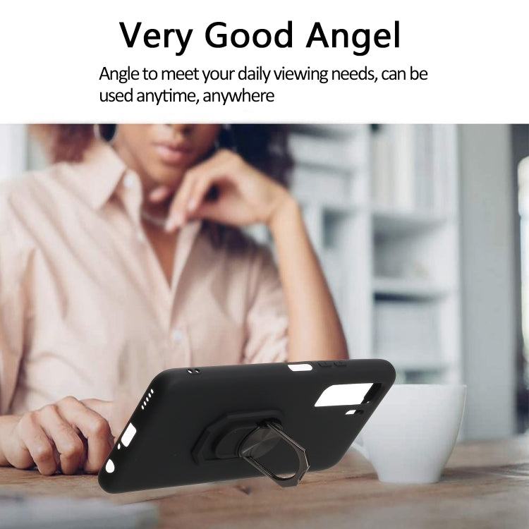 For Huawei nova 7 SE / P40 lite 5G Black Armor PC + TPU Shockproof Protective Case with Ring Holder(Red)