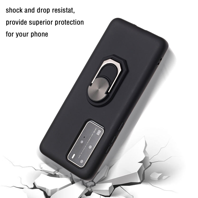 For Huawei P40 Pro Black Armor PC + TPU Shockproof Protective Case with Ring Holder(Black)