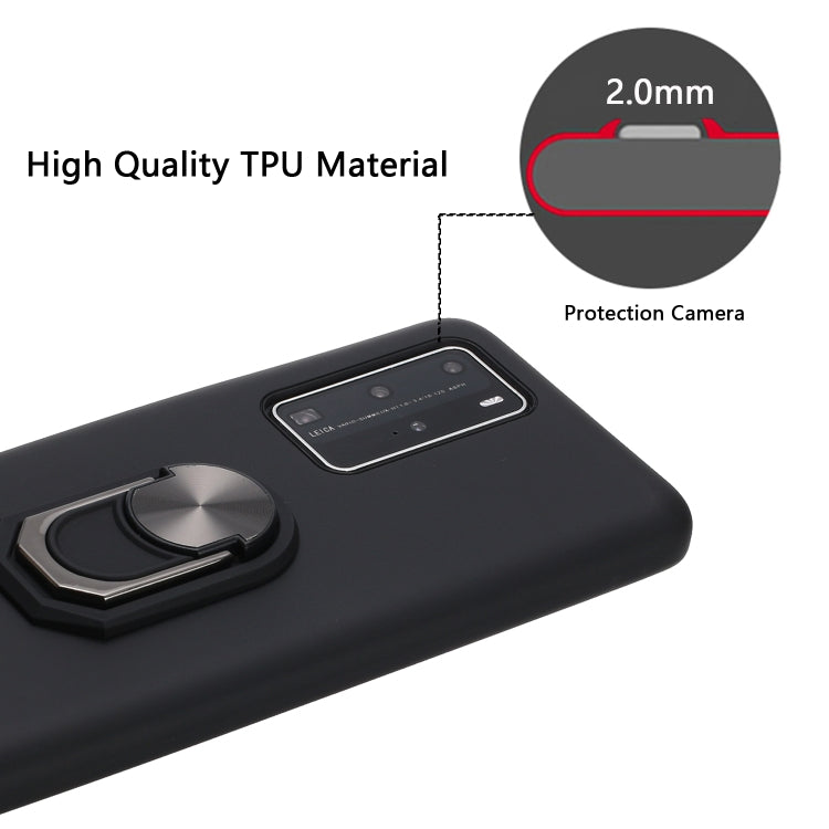 For Huawei P40 Pro Black Armor PC + TPU Shockproof Protective Case with Ring Holder(Black)