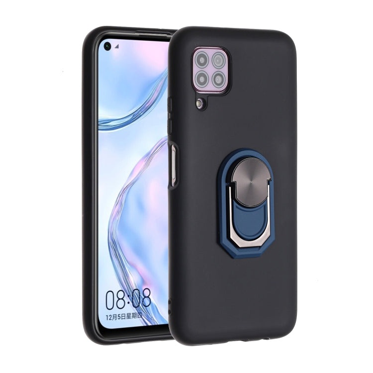 For Huawei P40 lite / nova 6 SE Black Armor PC + TPU Shockproof Protective Case with Ring Holder(Blue)