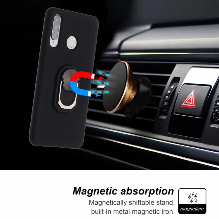 For Huawei P30 lite / Nova 4e Black Armor PC + TPU Shockproof Protective Case with Ring Holder(Blue)