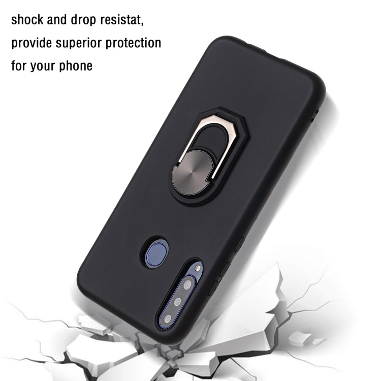 For Huawei Y7p / P40 lite E / Honor 9C Black Armor PC + TPU Shockproof Protective Case with Ring Holder(Black)