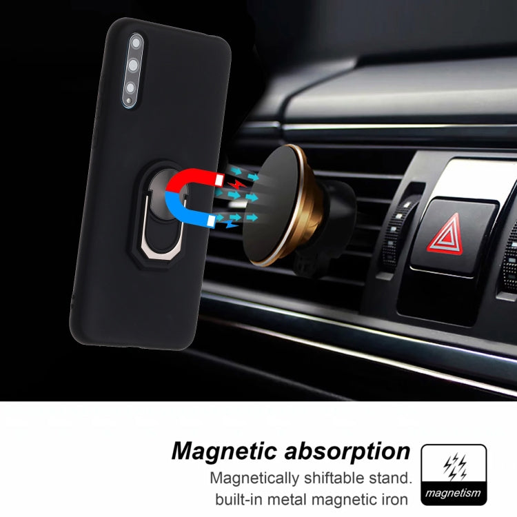 For Huawei Y8p / Enjoy 10s / P Smart S Black Armor PC + TPU Shockproof Protective Case with Ring Holder(Blue)