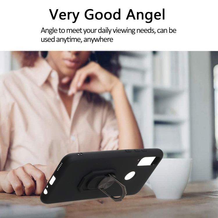 For Huawei Honor Play4T / Nova 4i Black Armor PC + TPU Shockproof Protective Case with Ring Holder