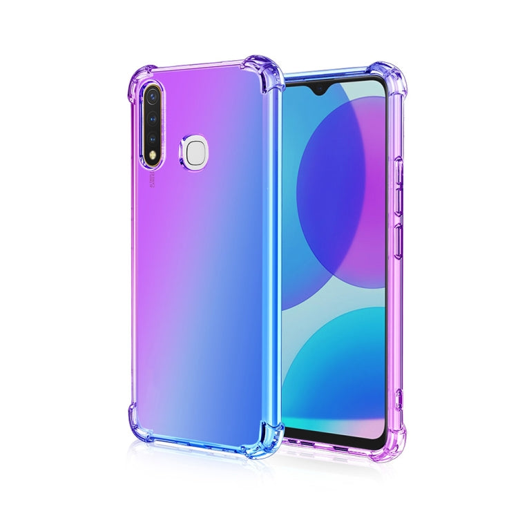 For Vivo U3 / Y19 Four-Corner Airbag Shockproof Gradient Color Clear TPU Case