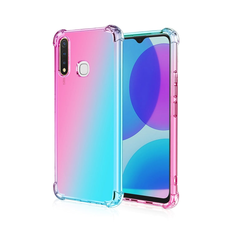For Vivo U3 / Y19 Four-Corner Airbag Shockproof Gradient Color Clear TPU Case