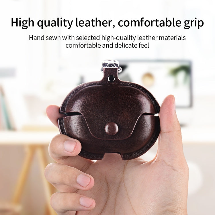 For Huawei FreeClip Business Leather Earphone Protective Case with Hook