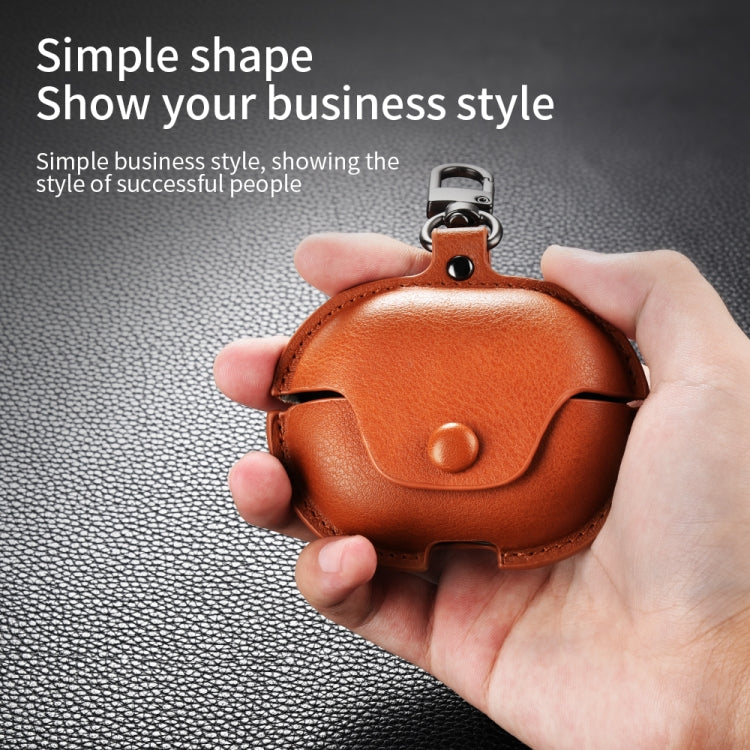 For Huawei FreeClip Business Leather Earphone Protective Case with Hook
