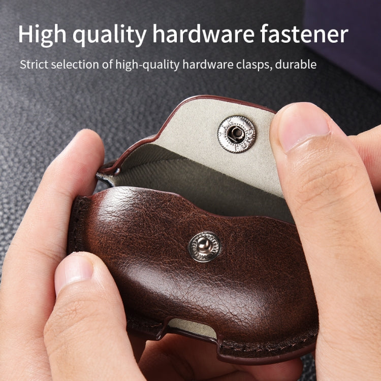 For Huawei FreeClip Business Leather Earphone Protective Case with Hook
