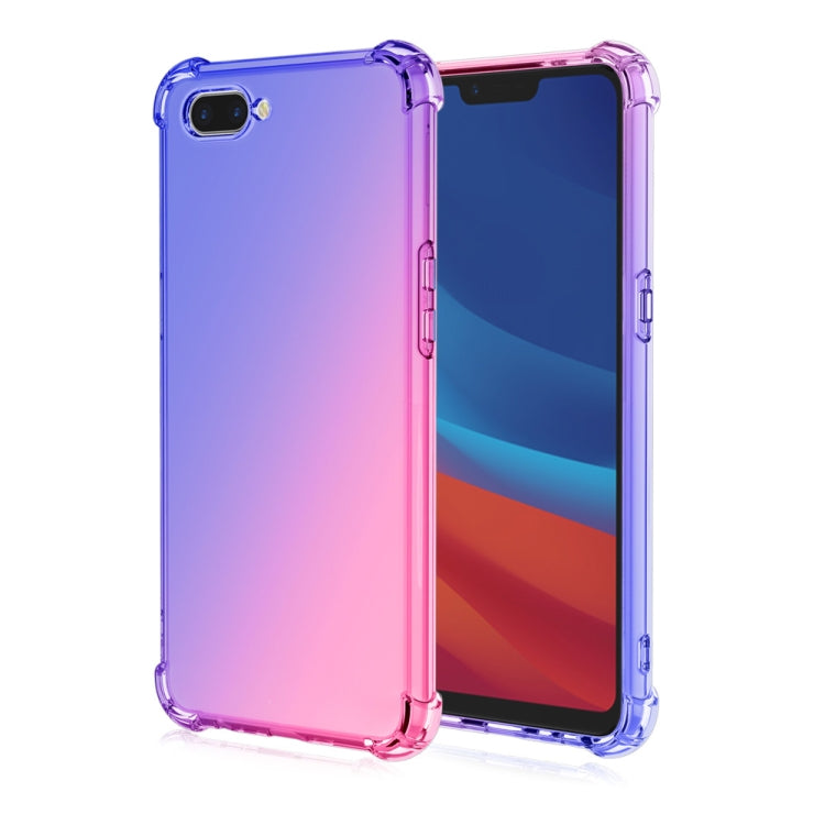 For Oppo A5 / A3s / Realme C1 Four-Corner Airbag Shockproof Gradient Color Clear TPU Case