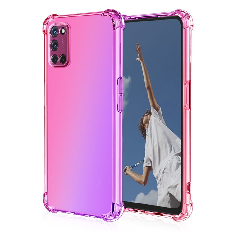 For Oppo A52 / A72 / A92 Four-Corner Airbag Shockproof Gradient Color Clear TPU Case