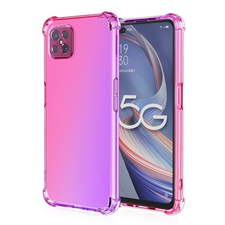For Oppo A92s Four-Corner Airbag Shockproof Gradient Color Clear TPU Case