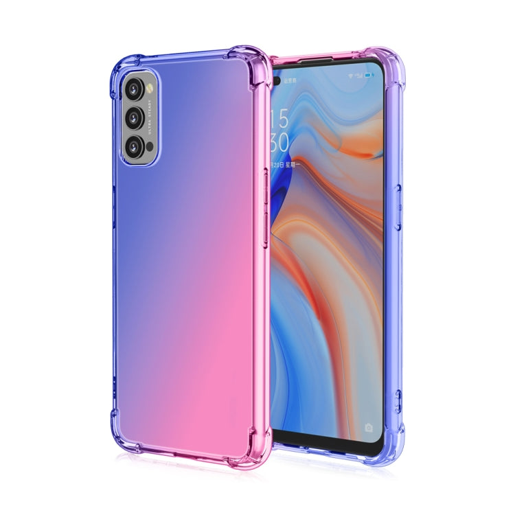 For Oppo Reno4 4G (International Version) Four-Corner Airbag Shockproof Gradient Color Clear TPU Case