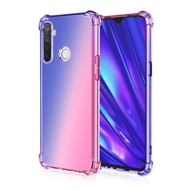 For Oppo Realme 5 Four-Corner Airbag Shockproof Gradient Color Clear TPU Case