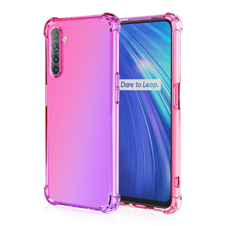 For Oppo Realme 6 Four-Corner Airbag Shockproof Gradient Color Clear TPU Case