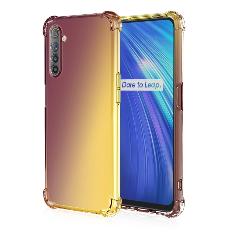 For Oppo Realme 6 Four-Corner Airbag Shockproof Gradient Color Clear TPU Case