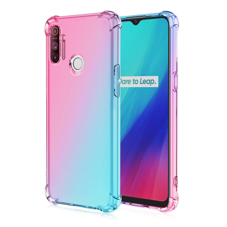 For Oppo Realme C3 Four-Corner Airbag Shockproof Gradient Color Clear TPU Case