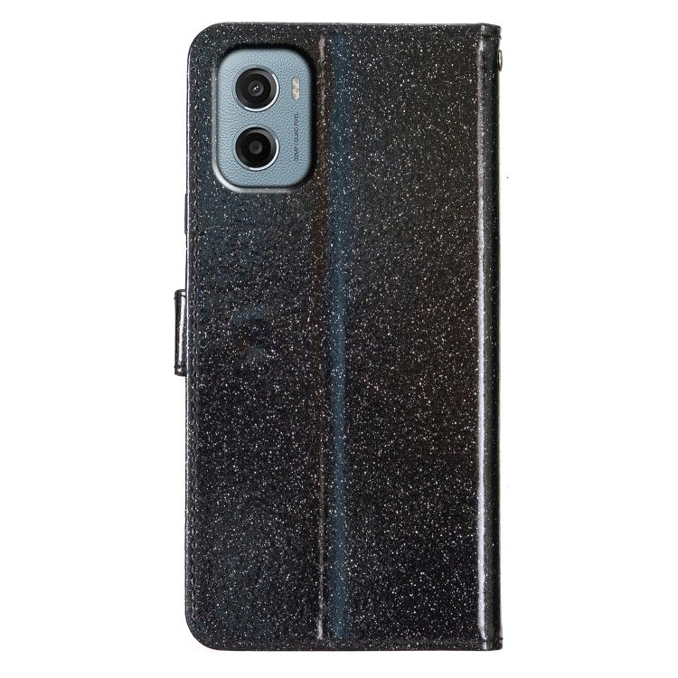 For Motorola Moto E15 Glitter Powder Flip Leather Phone Case
