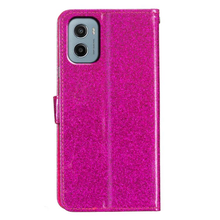 For Motorola Moto E15 Glitter Powder Flip Leather Phone Case