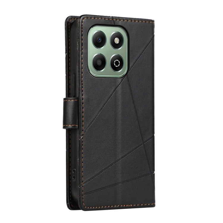 For Honor X6b PU Genuine Leather Texture Embossed Line Phone Case