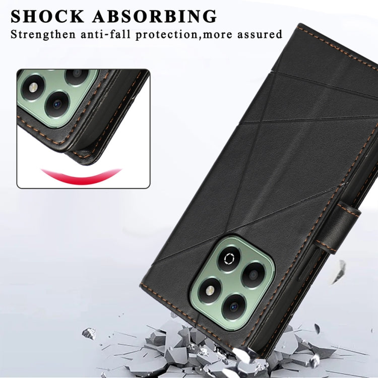 For Honor X6b PU Genuine Leather Texture Embossed Line Phone Case