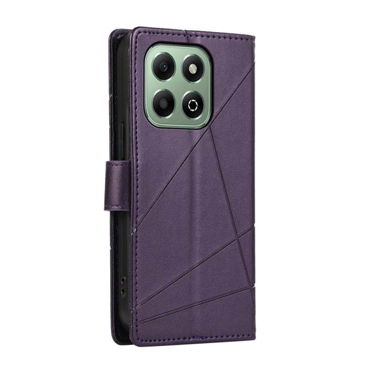 For Honor X6b PU Genuine Leather Texture Embossed Line Phone Case