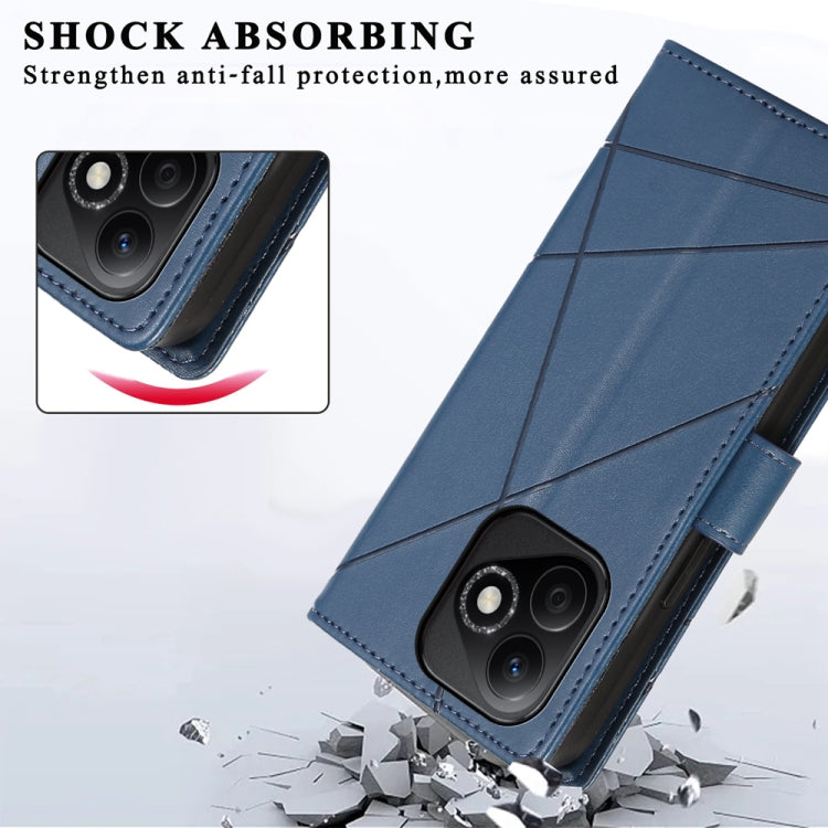 For Honor X60i PU Genuine Leather Texture Embossed Line Phone Case