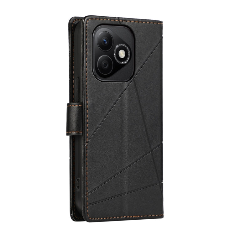 For Honor X60i PU Genuine Leather Texture Embossed Line Phone Case